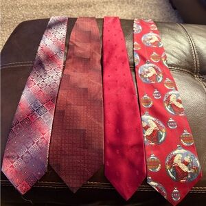 Elegant Red and Burgundy Tie Set